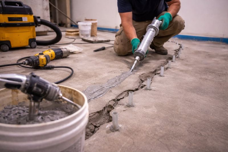 Cracked Basement Floor Repair in Gwinnett County, GA